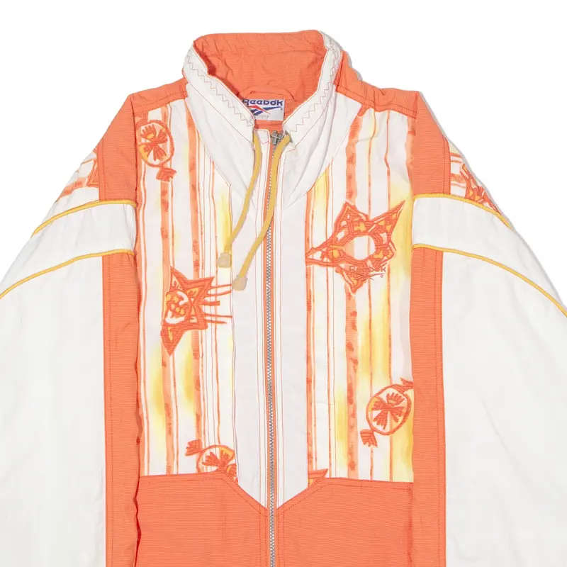 Reebok Womens Windbreaker Jacket Orange 90S Crazy Pattern Uk 12 2