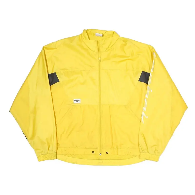 Reebok Womens Yellow & Black Track Jacket M Polyester Blend Zip Sportswear 1