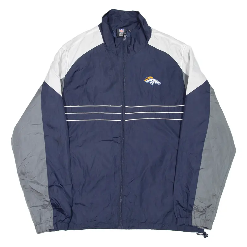 Reebok X Nfl Denver Broncos Mens Track Jacket Blue Usa Colourblock L 1