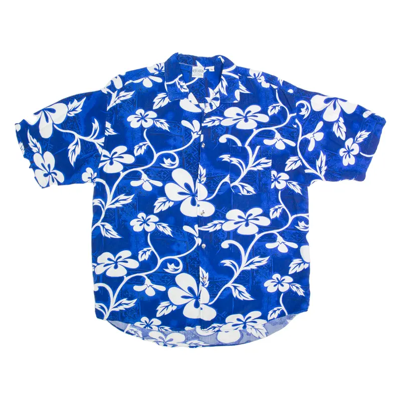 Reef Break Mens Hawaiian Shirt Blue Viscose Floral Xl 1