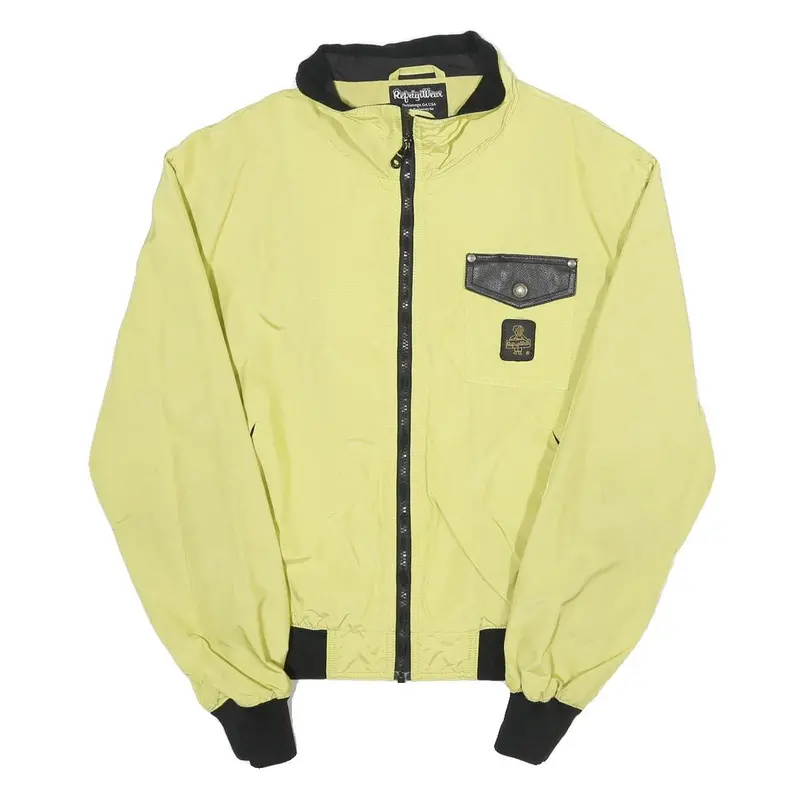 Refrigiwear Mens Yellow & Black Bomber Jacket L Polyamide Plain Zip Casual 1
