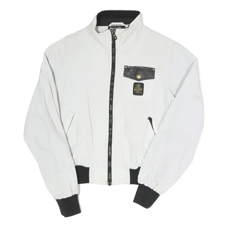 Refrigiwear Womens White & Black Bomber Jacket Zip Closure S Polyester Blend 1