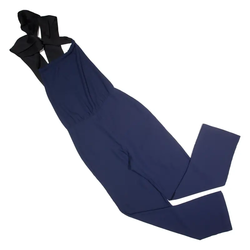 Reiss Lolita Halter Neck Backless Womens Jumpsuit Blue Wide-Leg Uk 10 1