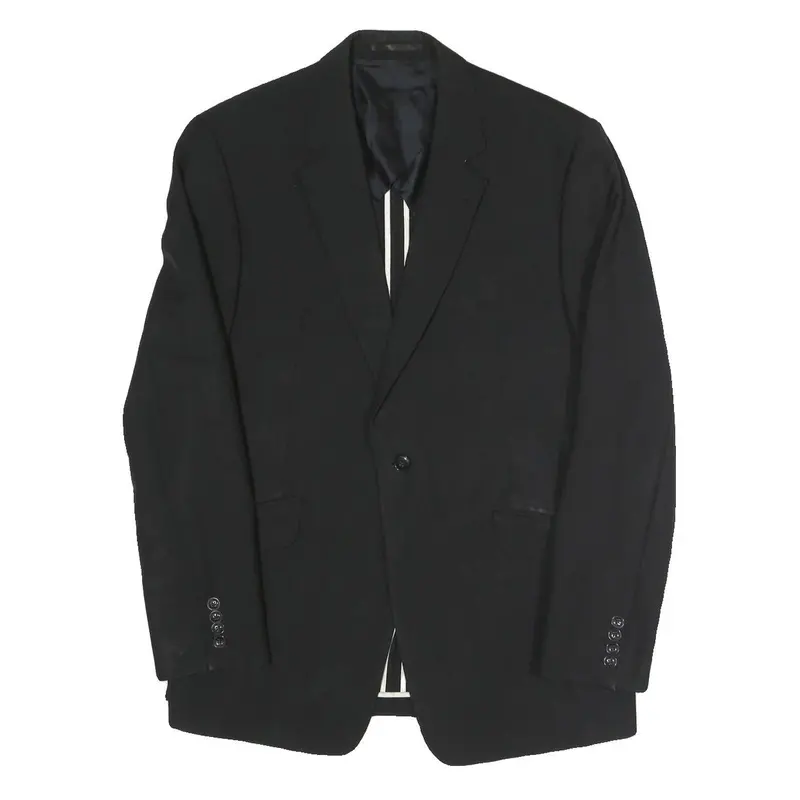 Reiss Mens Black Classic Jacket L Polyester Blend Plain Button Closure Tailored 1