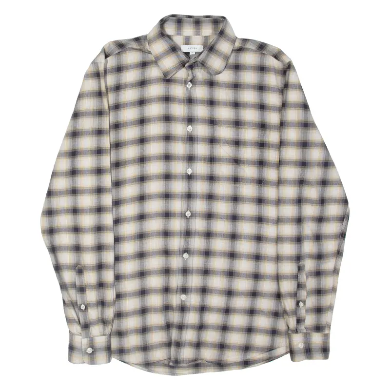 Reiss Mens Shirt Grey Plaid Long Sleeve S 1