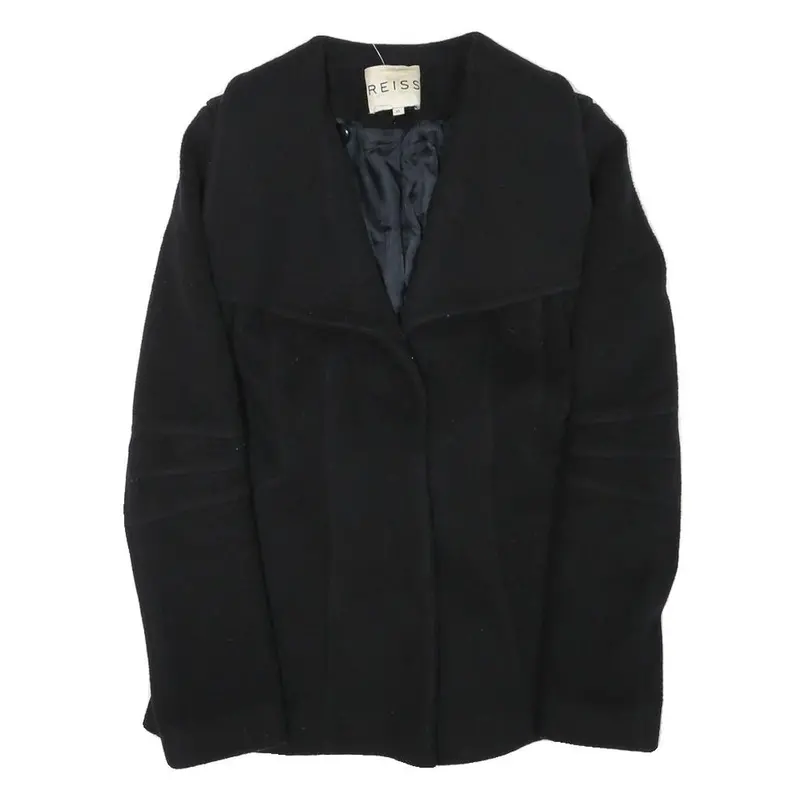 Reiss Womens Black Wool Blend Jacket Xs Button Closure Classic Fit Elegant 1