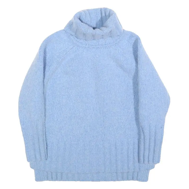 Reiss Womens Blue Plain Wool Blend Chunky Knit Roll Neck Jumper S Stylish Soft 1