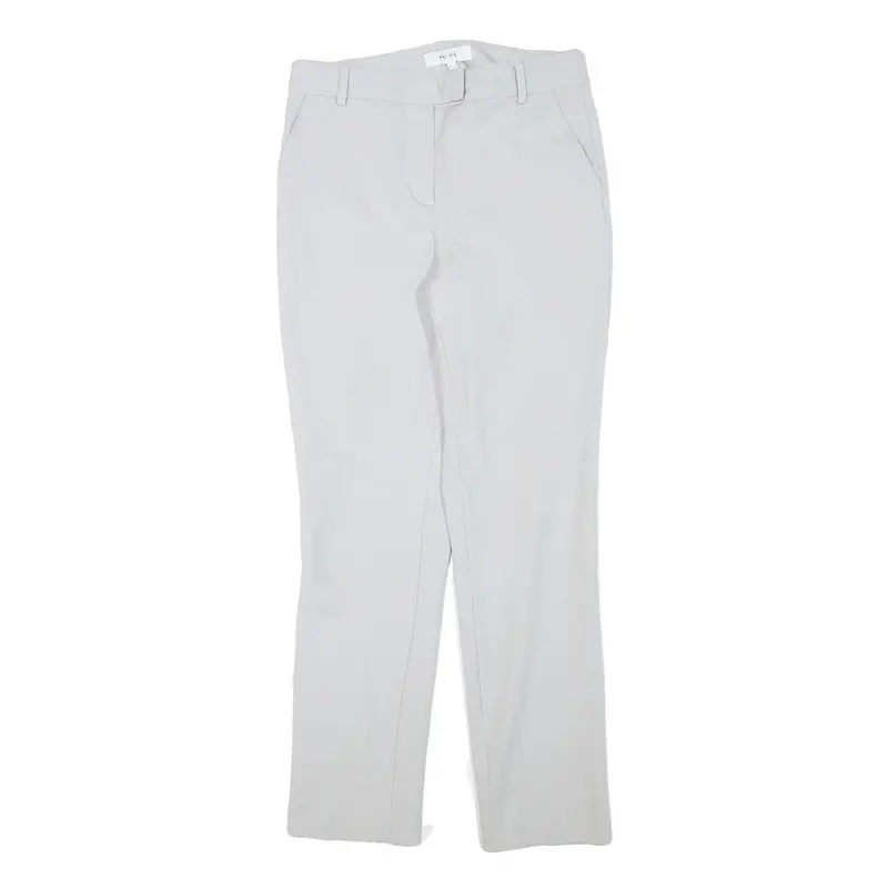Reiss Womens Cotton Blend Light Grey Regular Fit Straight Trousers W27 L27 Smart 1