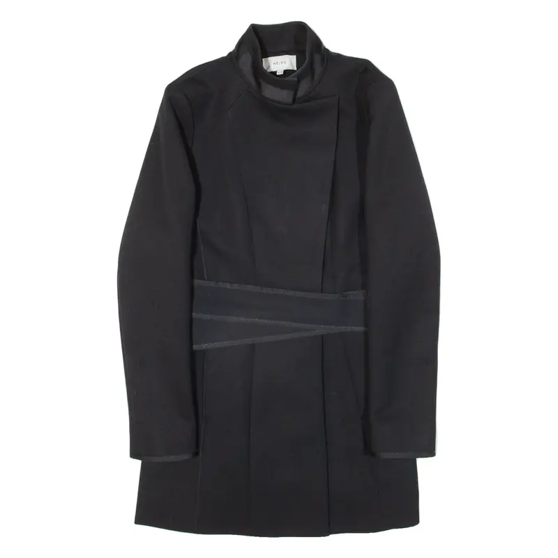 Reiss Womens Trench Coat Black Knit Wool Uk 8 1