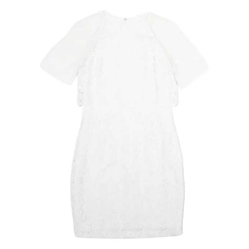 Reiss Womens White Bodycon Dress Polyester Blend Short Sleeve Knee Length Uk 8 1