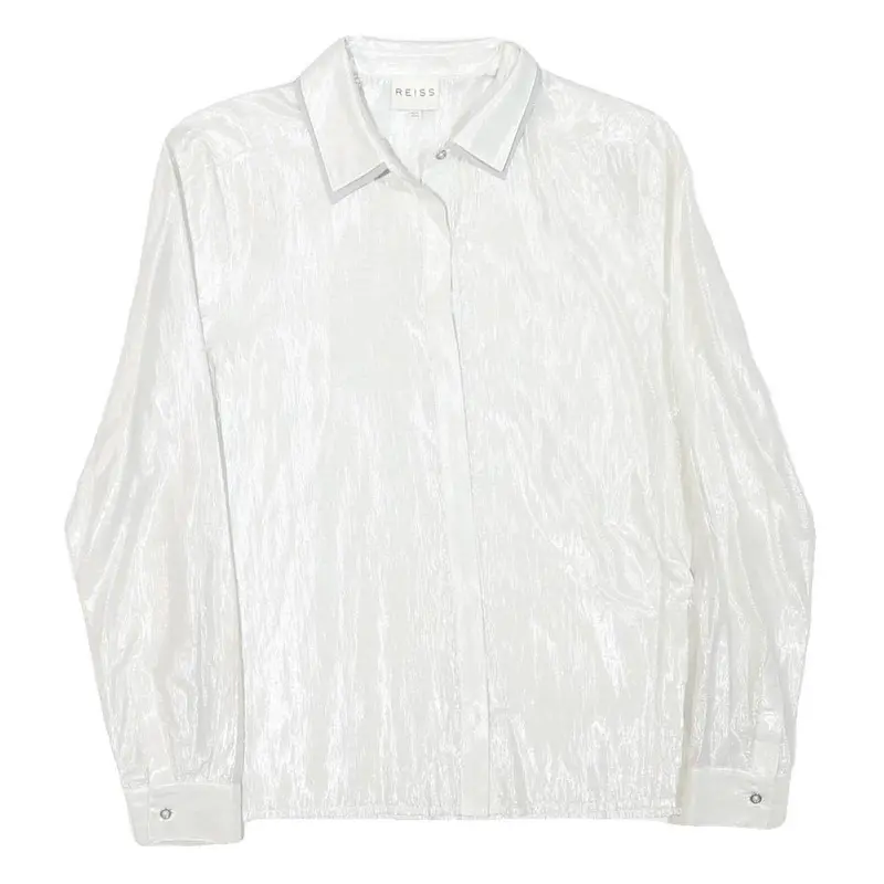 Reiss Womens White Polyester Blend Shirt Uk 12 Elegant Long Sleeve Formal 1