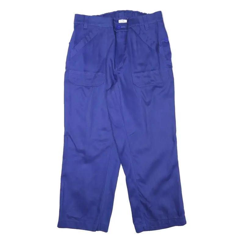 Relaxed Fit Mens Cotton Blend Blue Workwear Trousers W35 L28 Pocketed Zip 1