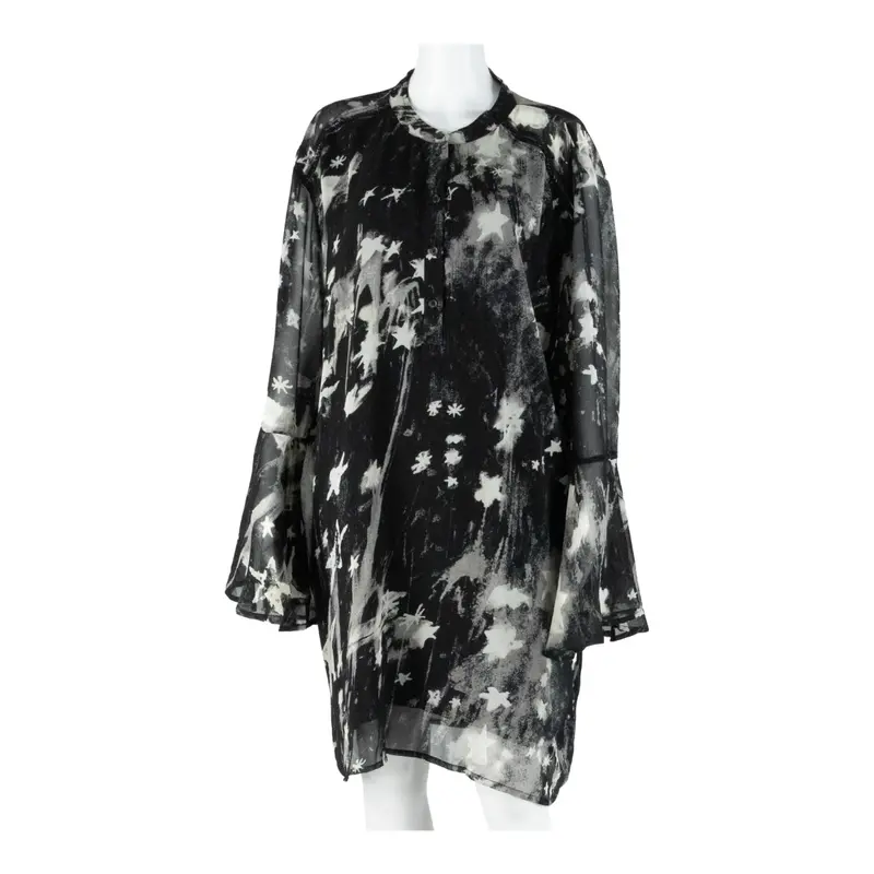 Religion Womens Shirt Dress Black Crazy Pattern Long Sleeve Knee Length 2Xl 1