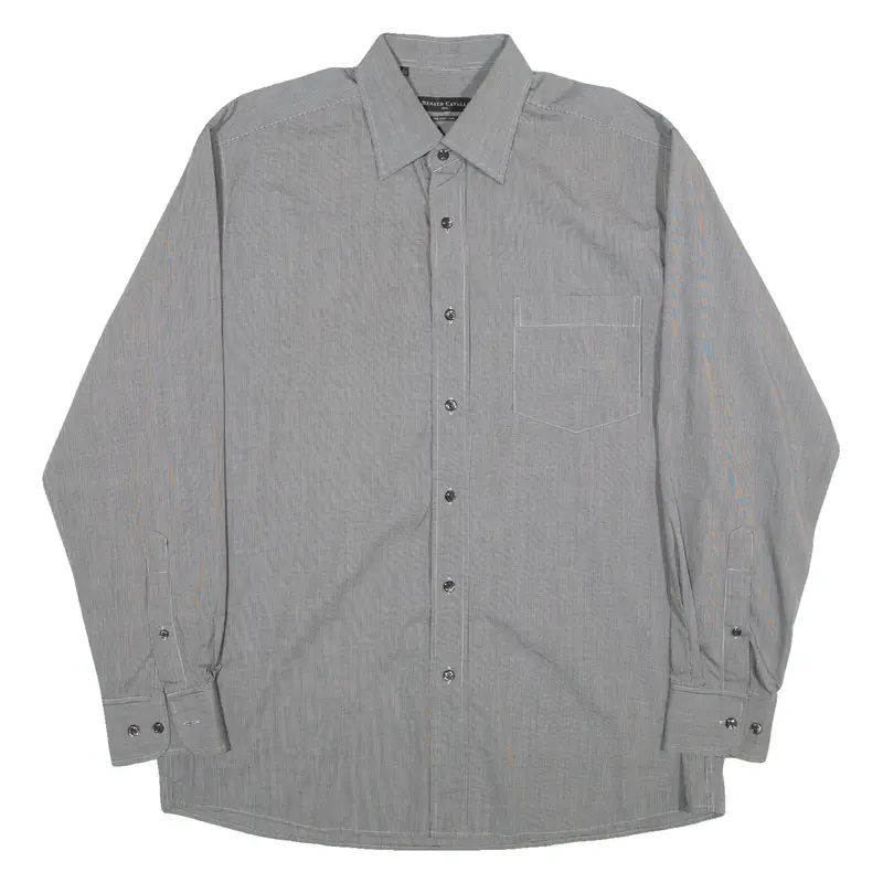 Renato Cavalli Classic Top Easy Care Mens Plain Shirt Grey Long Sleeve M 1