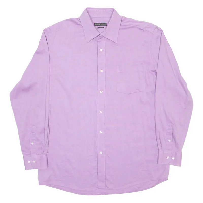 Renato Cavalli Mens Plain Shirt Purple Long Sleeve L 1