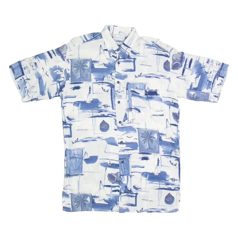 Renato Cavalli Mens Shirt Blue Viscose Crazy Pattern S 1
