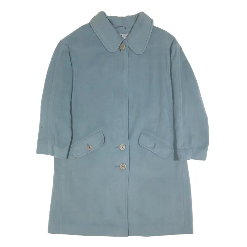 Rene Schaad Womens Blue Wool Blend Button Jacket M Classic Plain Stylish 1