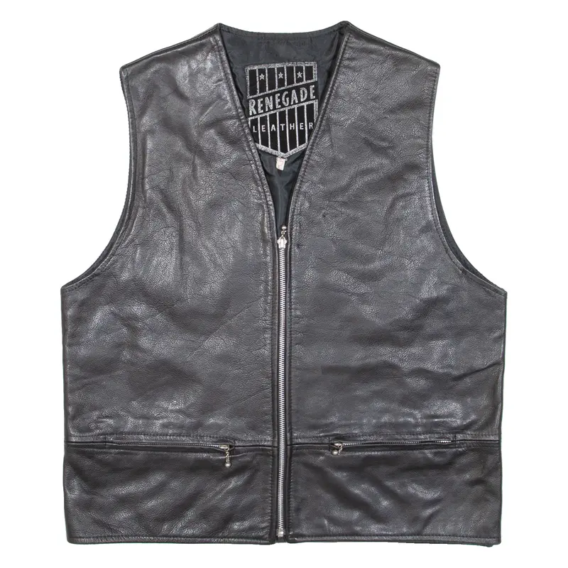 Renegade Leather Mens Gilet Black Leather L 1