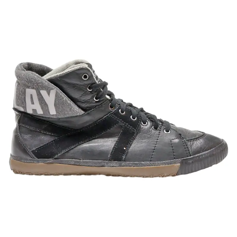 Replay High Top Trainers Black Leather Womens Uk 5 1