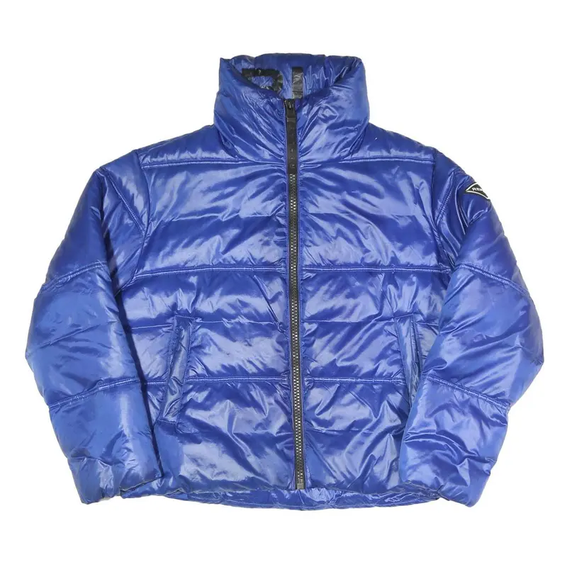Replay Mens Blue Bomber Jacket S Polyester Blend Puffer Zip Up Padded 1