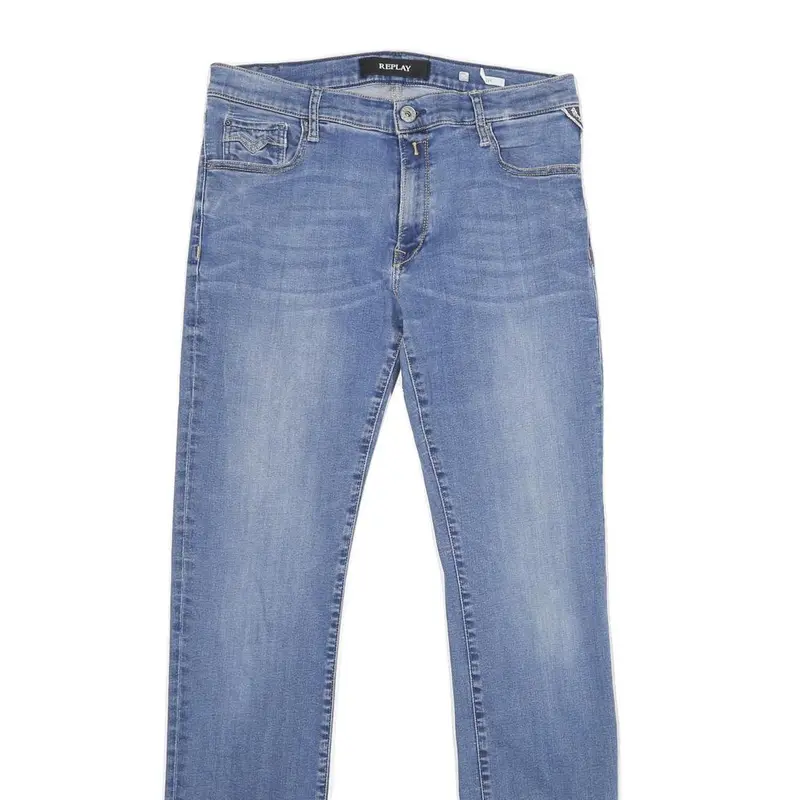 Replay Womens Blue Regular Fit Skinny Denim Light W30 L32 Zip Cotton Blend 2