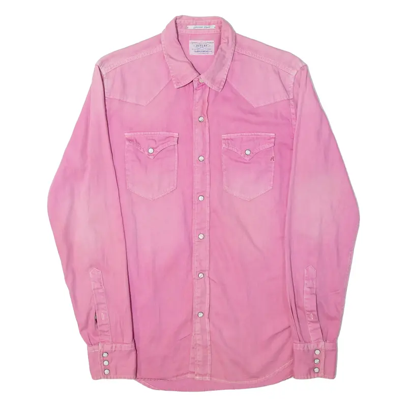 Replay Womens Plain Shirt Pink Long Sleeve S 1