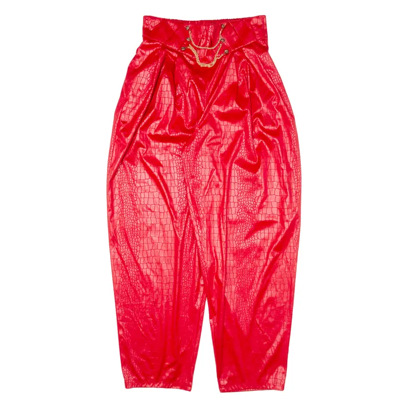 Reptile Print Womens Trousers Red Loose Tapered W26 L26 1