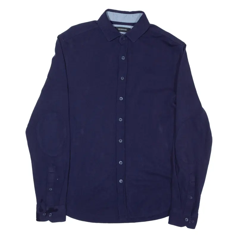 Reserved Slim Mens Plain Shirt Blue Long Sleeve M 1