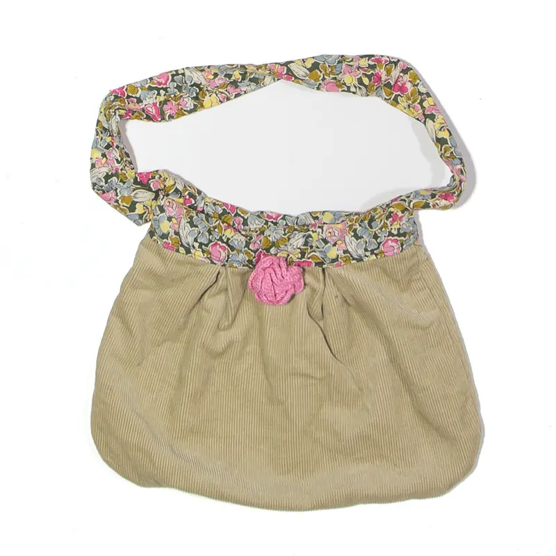 Reversible Tote Bag Beige Corduroy Floral Womens 1