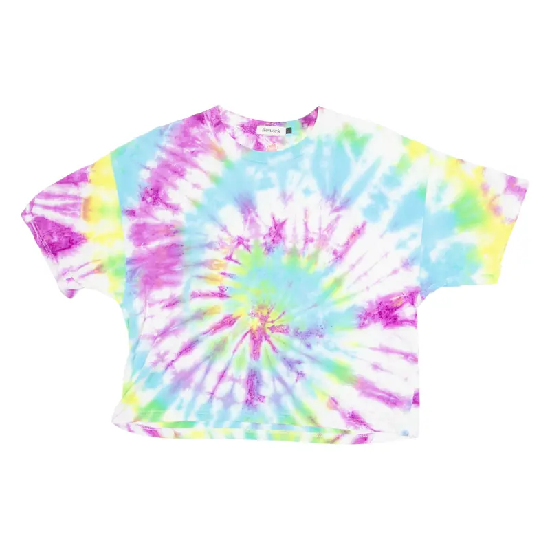 Rework Womens Tie Dye T-Shirt Blue Crew Neck L 1