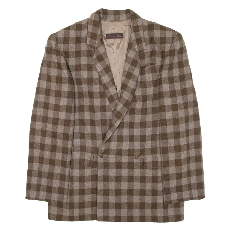 Ricarda Locher Mens Blazer Jacket Brown Knit Cashmere Check M 1