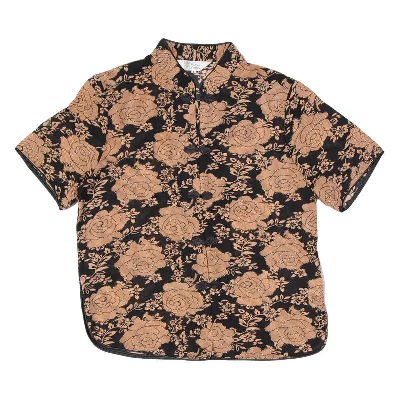 Richness Fashion Womens Shirt Brown Floral L 1