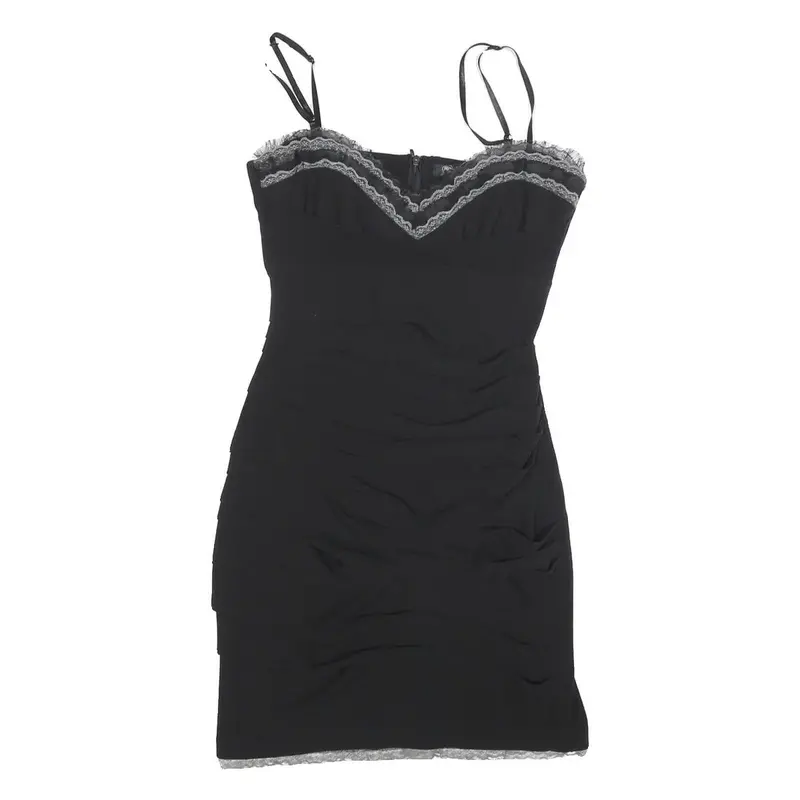 Rina Scimento Womens Black Bodycon Woven Mini Dress S Sweetheart Neckline 1