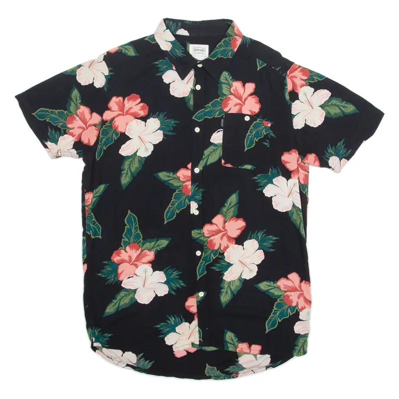 Rip Curl Mens Hawaiian Shirt Black Floral S 1