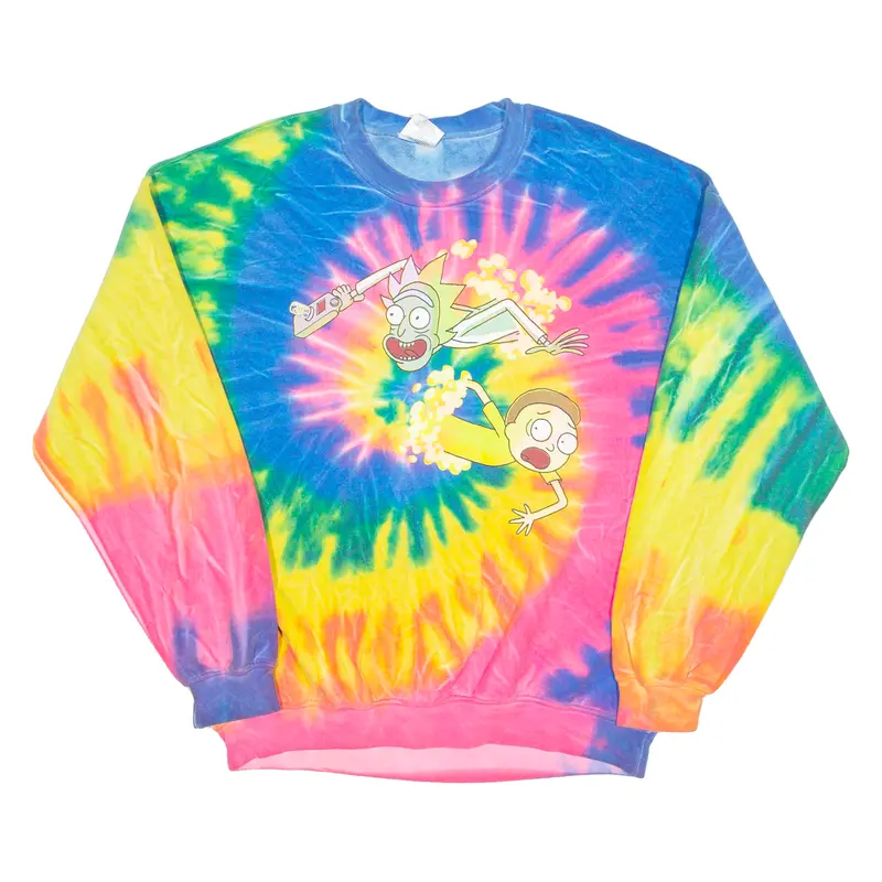 Ripple Junction Rick And Morty Tie-Dye Mens Sweatshirt Blue Crew Neck M 1