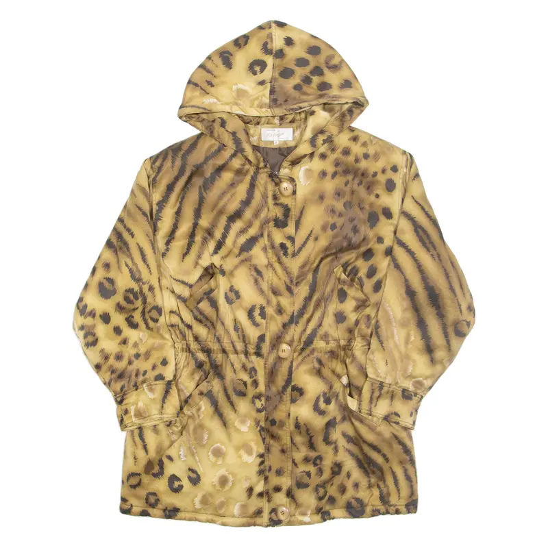 Rita Nazzari Cheetah Womens Parka Coat Brown Hooded L 1