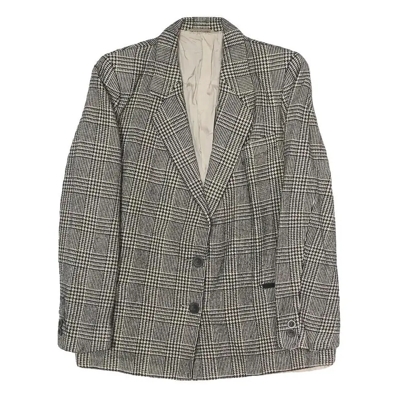 Rite Ex Lady Line Womens Black & White Checked Jacket S Woven Tailored Button 1