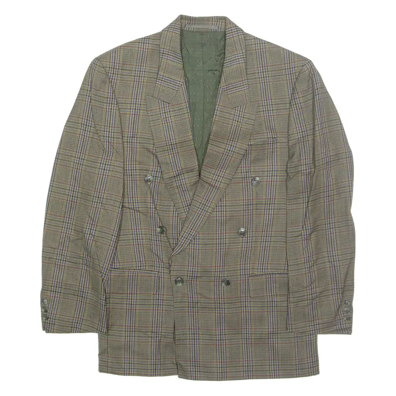 Ritex Mens Blazer Jacket Green Wool Plaid L 1