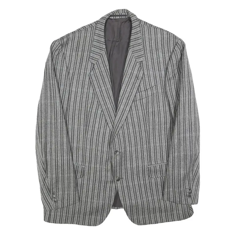 Ritex Mens Grey Wool Button Jacket L Herringbone Classic Formal Outerwear 1