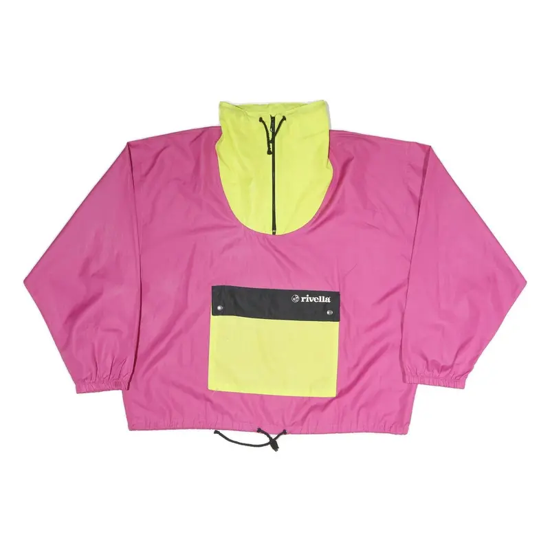 Rivella Womens Pink & Yellow Zip Jacket L Polyester Colourblock Outdoor Casual 1