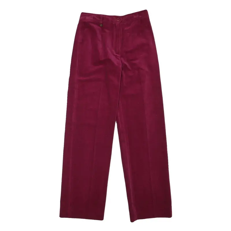 Ro-Coupe Womens Cotton Blend Burgundy Relaxed Straight Trousers W26 L30 Stylish 1