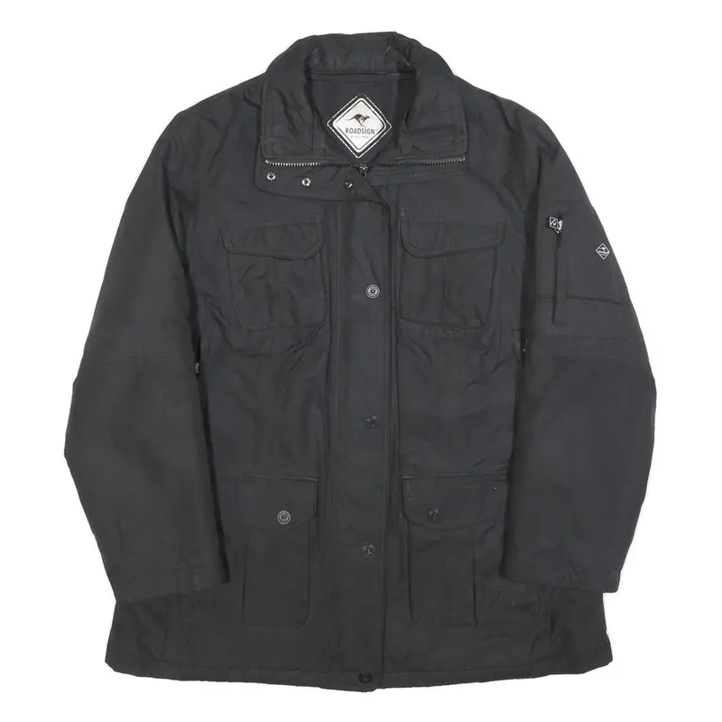 Roadsign Womens Black Jacket L Polyester Blend Plain Zip Closure Utility Style 1