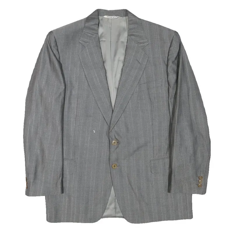 Roberto Cavalli Mens Grey Wool Blend Jacket M Woven Stripe Button Closure 1