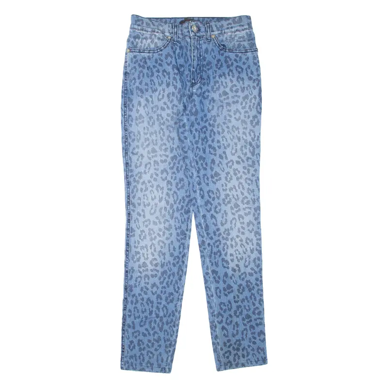 Roccobarocco Leopard Print Womens Jeans Blue Slim Skinny Stone Wash W26 L28 1