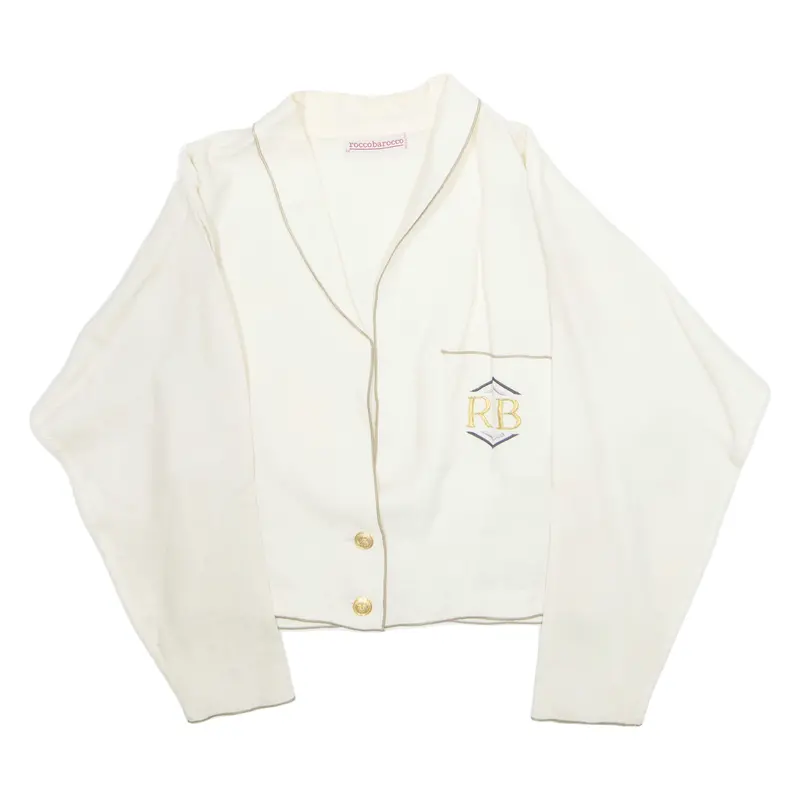Roccobarocco Womens Blouse Cream Long Sleeve M 1