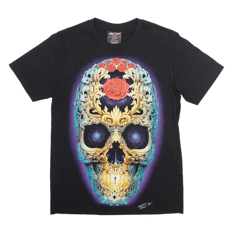 Rock Chang Studded Skull Womens T-Shirt Black S 1