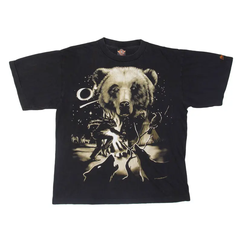 Rock Eagle Bear Mens T-Shirt Black L 1