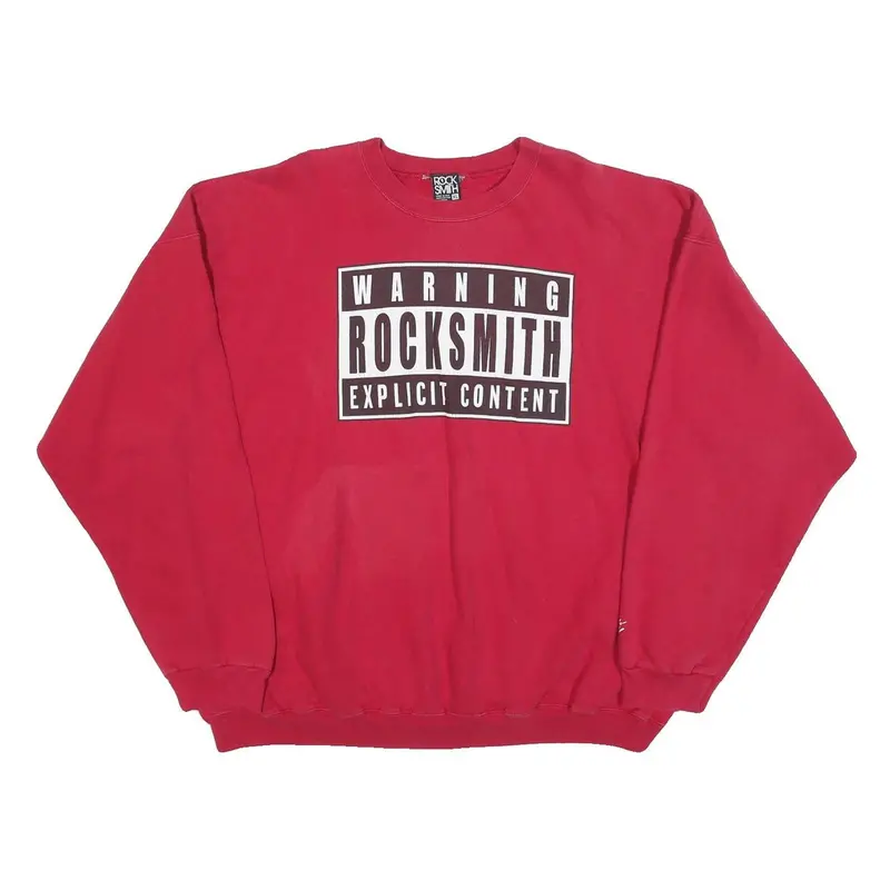 Rock Smith Mens Red Warning Rocksmith Explicit Content Crew Neck Xl Sweatshirt 1