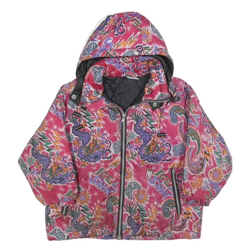 Rodeo Girls Pink Purple Graphic Print Jacket M Polyester Blend Zip Hooded 1