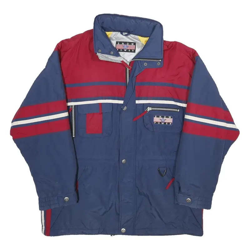 Rodeo Mens Blue & Red Snow Power Nylon Zip Jacket Xl Water Resistant Retro 1